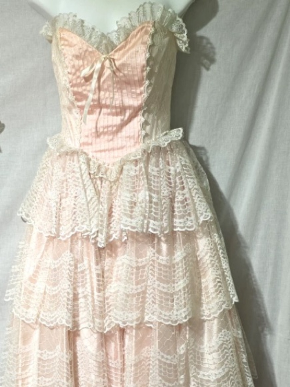 Tiered Vintage Zum Zum Dress ILGWU RARE Pink 80s Prom